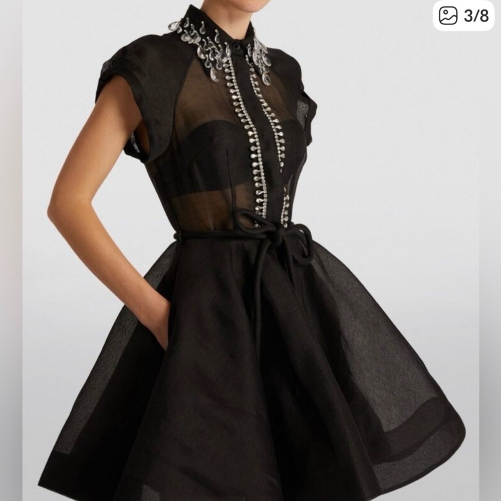 Zimmermann Black Sheer Mini Dress - Picture 2 of 7